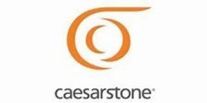 Caesarstone logo in orange and gray on a white background