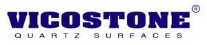 VICOSTONE Quartz Surfaces logo in dark blue text on a white background