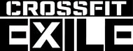 White "CROSSFIT EXILE" logo on a black background
