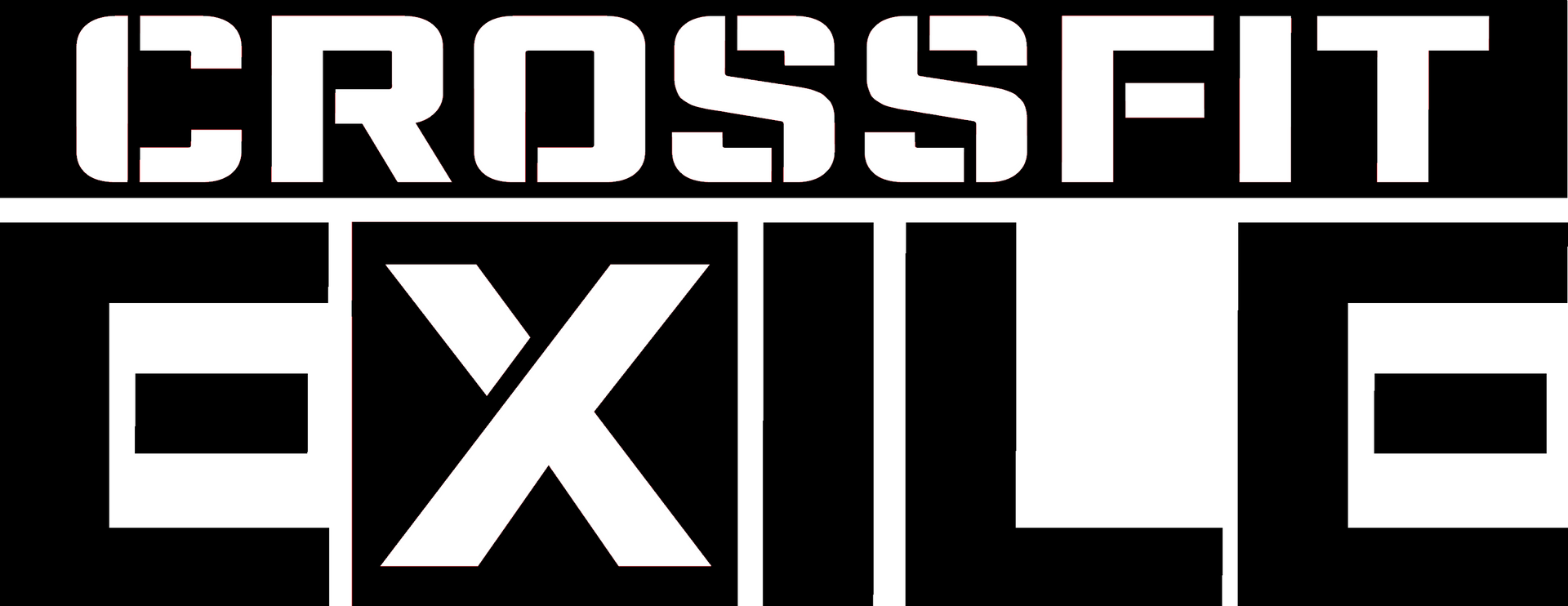 White "CROSSFIT EXILE" logo on a black background