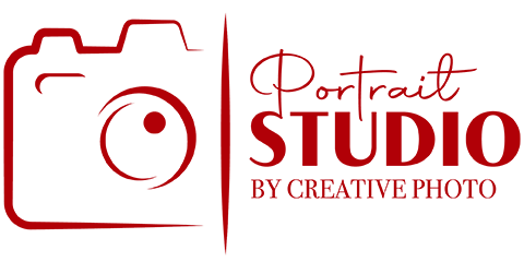 A red logo for portrait studio by creative photo