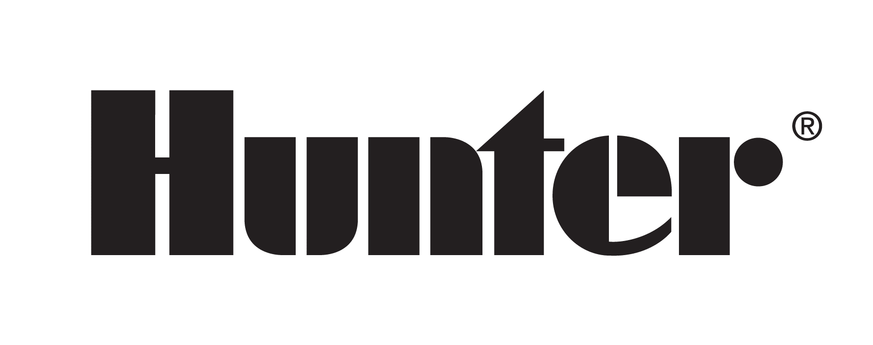 A black and white logo for hunter on a white background.