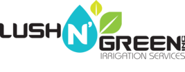 A logo for lush n green irrigation services