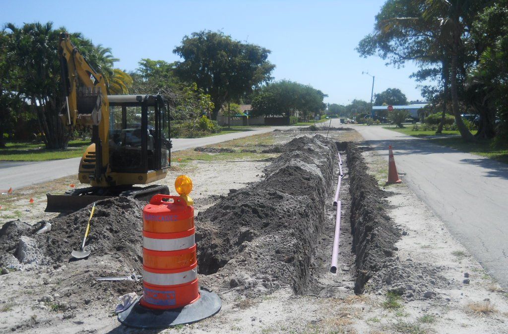 A construction site with new irrigation water line