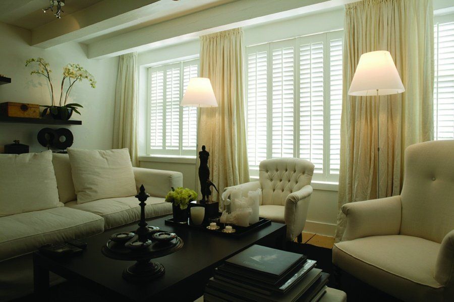 white shutters in living room