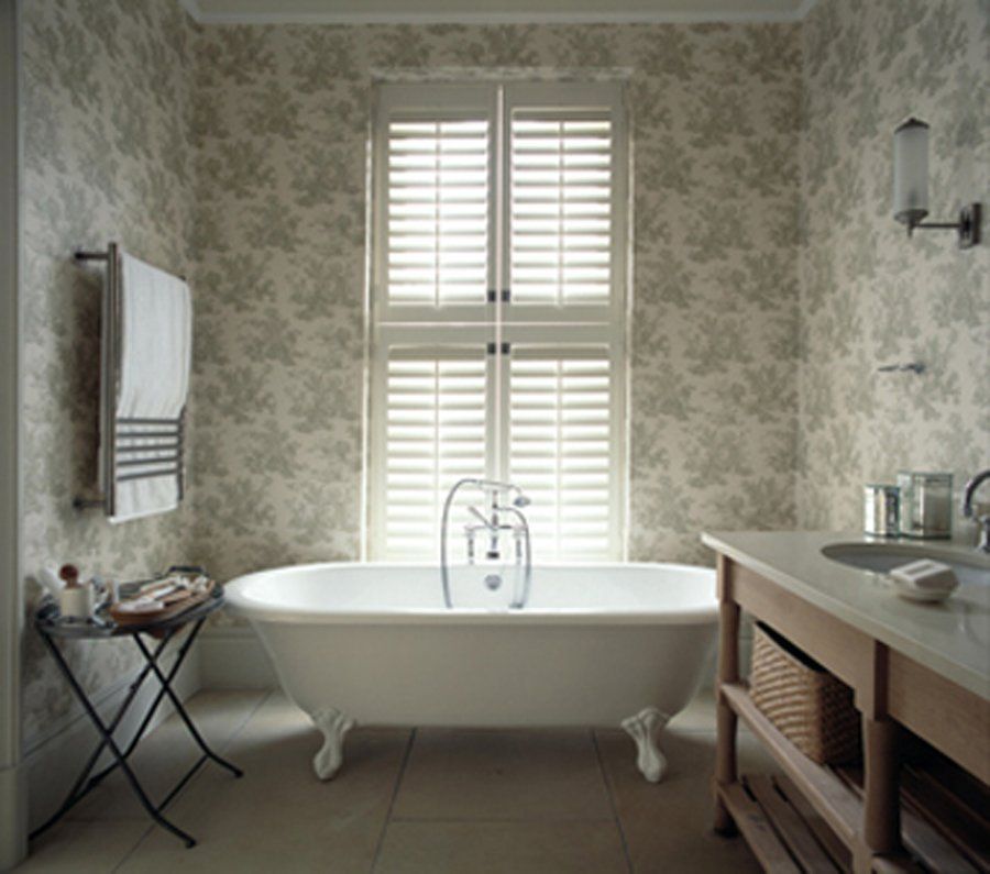 white shutters in bathroom