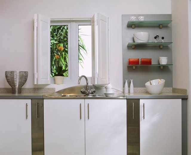 white shutters in kitchen