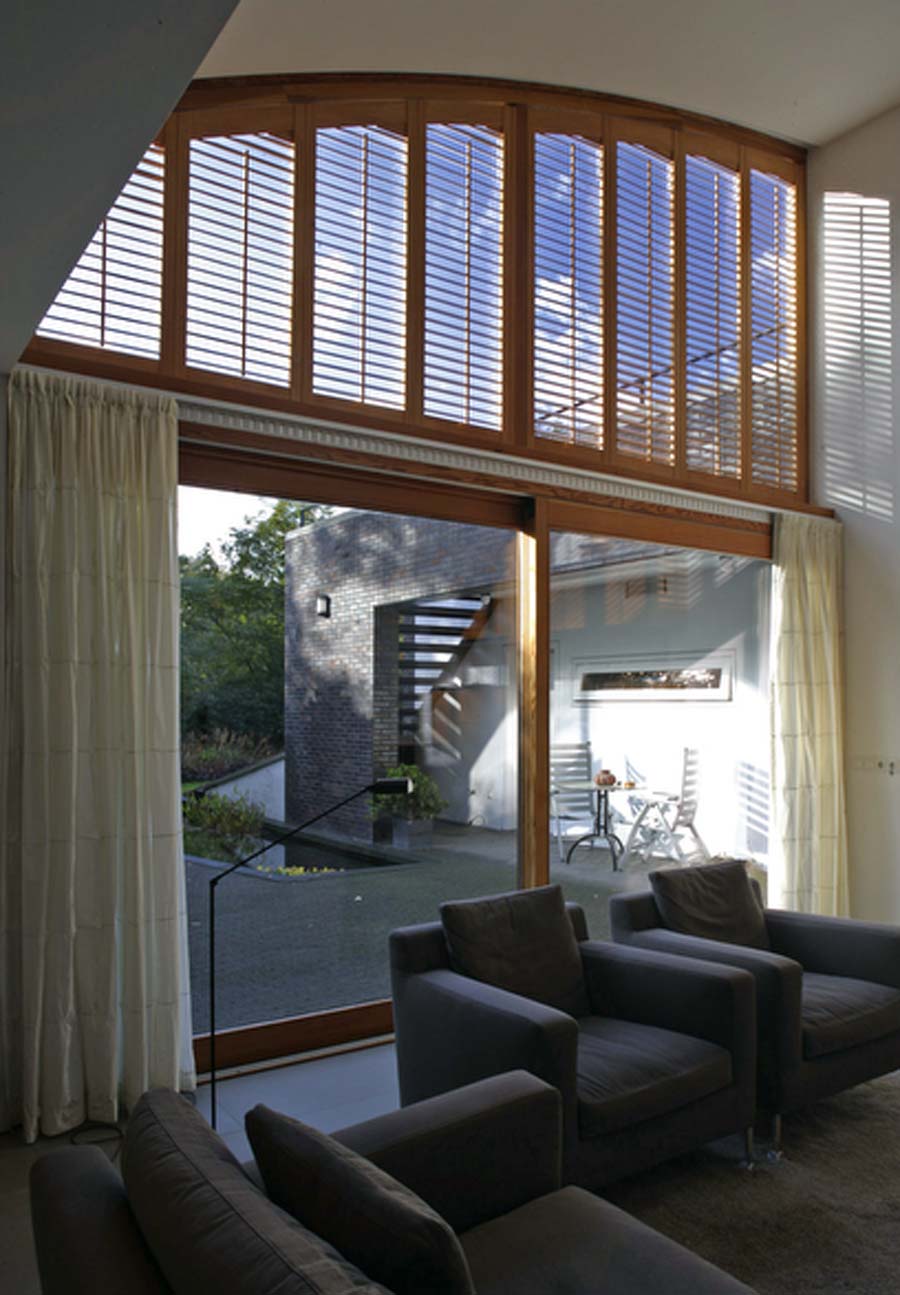 wooden shutters in living room