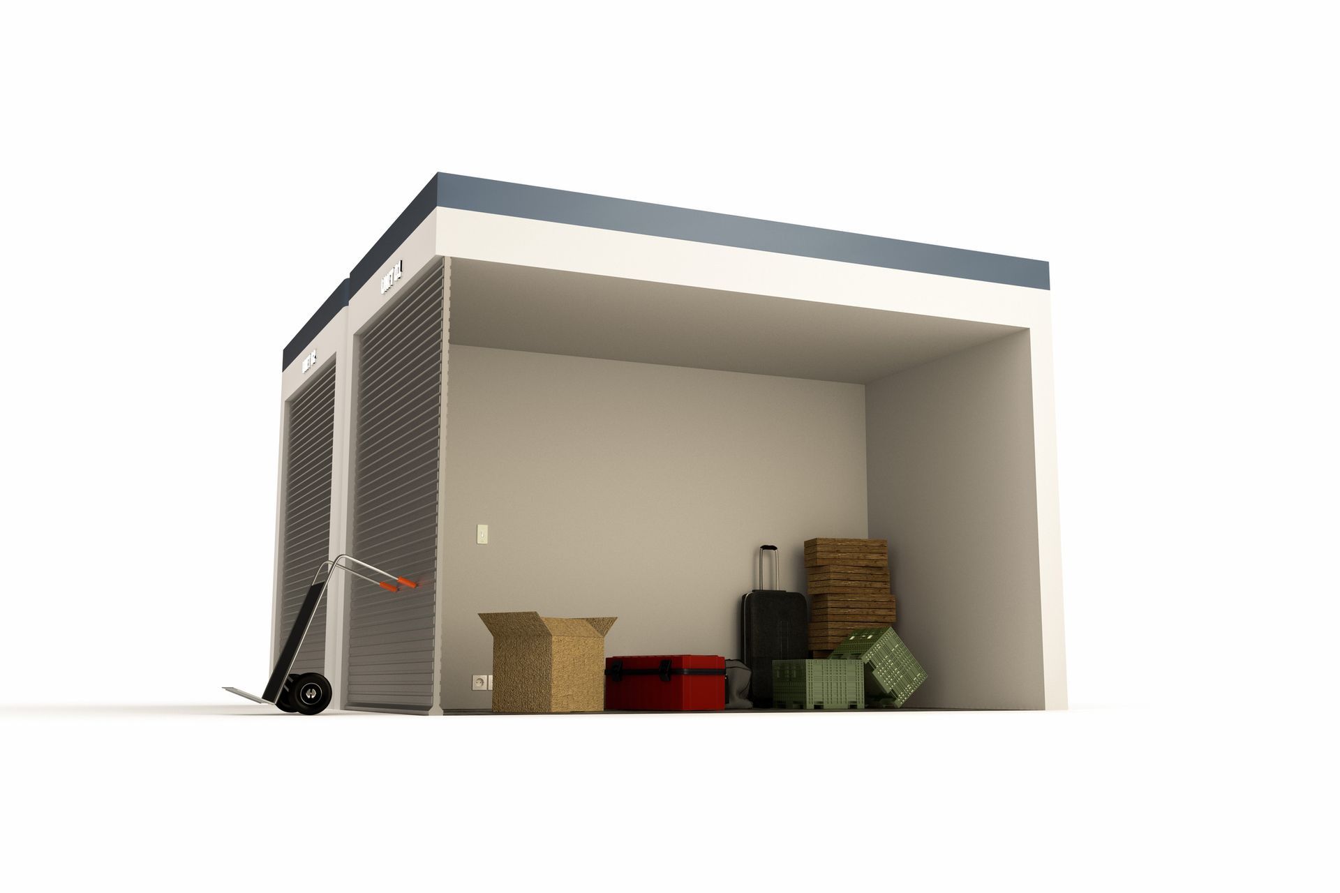 A room with boxes and luggage and the number 24 on the side – Springfield, OR - 42nd St Mini Storage