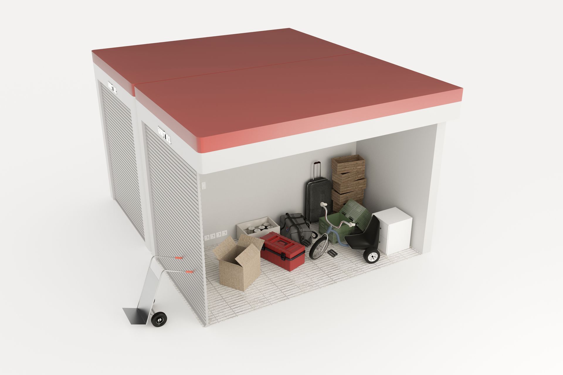 A storage unit with a red roof and the number 4 on the side – Springfield, OR - 42nd St Mini Storage