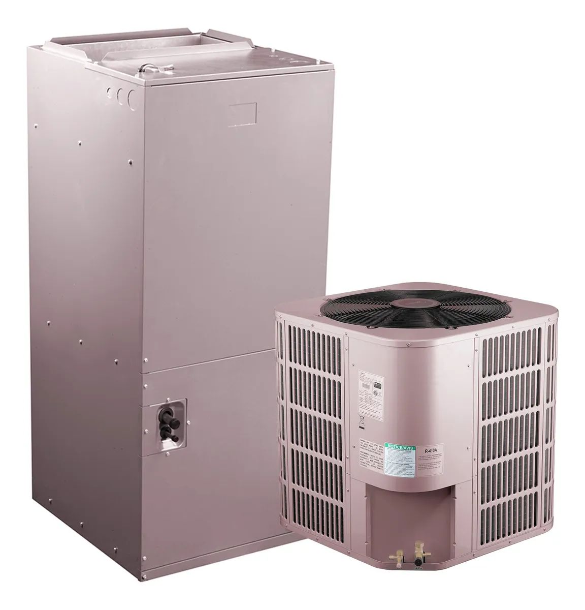 Sistema de aire acondicionado: unidad condensadora exterior y manejadora de aire interior.