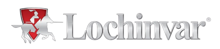Lochinvar logo with a knight on horseback inside a red shield. The text is in silver.