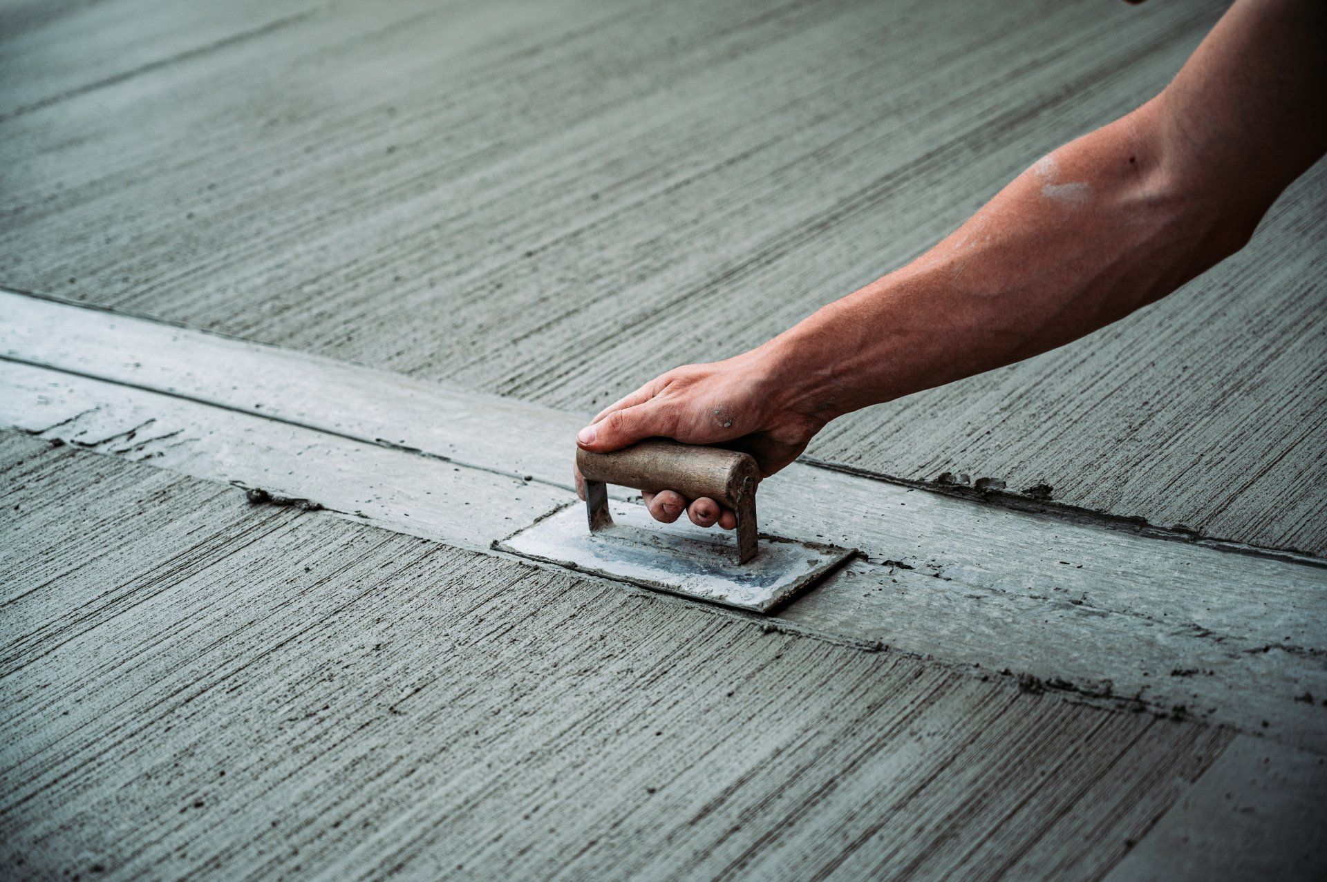 new laid concrete drive with brushed finish