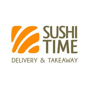 Logotipo de Sushi Time para entrega a domicilio y comida para llevar 
