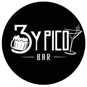 Logotipo circular negro para Zypco Bar con una jarra de cerveza, una copa de cóctel y letras blancas.