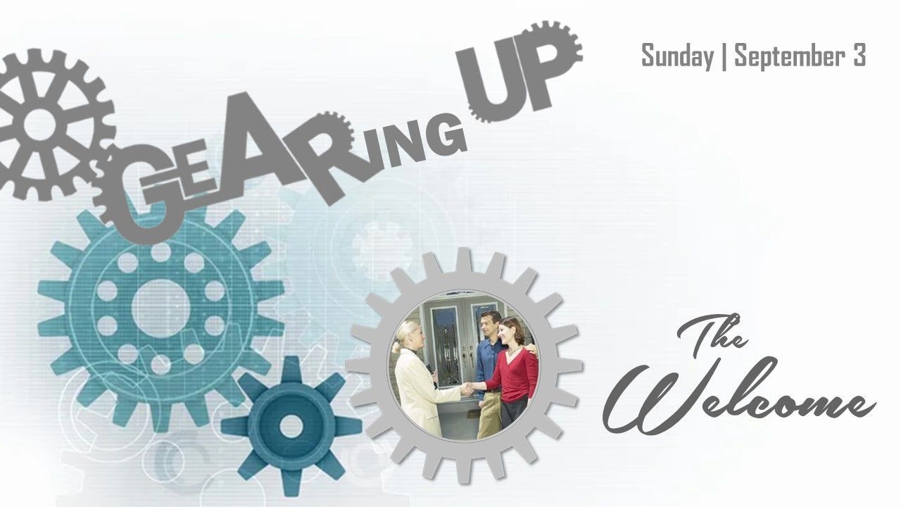 An advertisement for gearing up welcome
