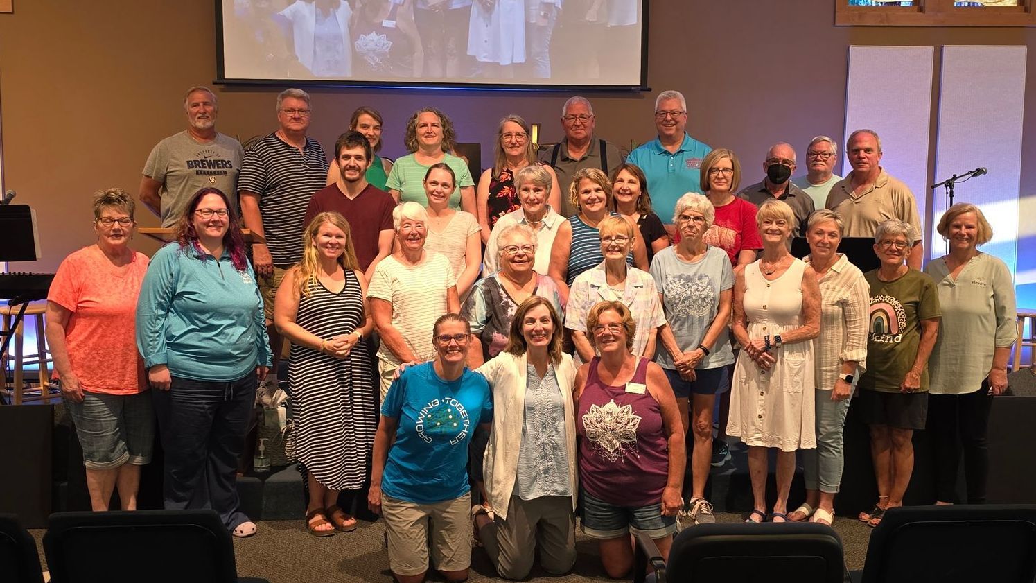 A large group of people in a church.