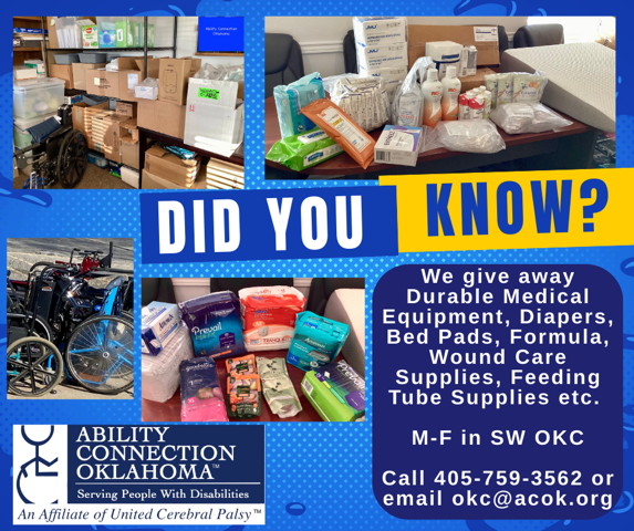 Advertisement: Ability Connection Oklahoma provides medical supplies. 