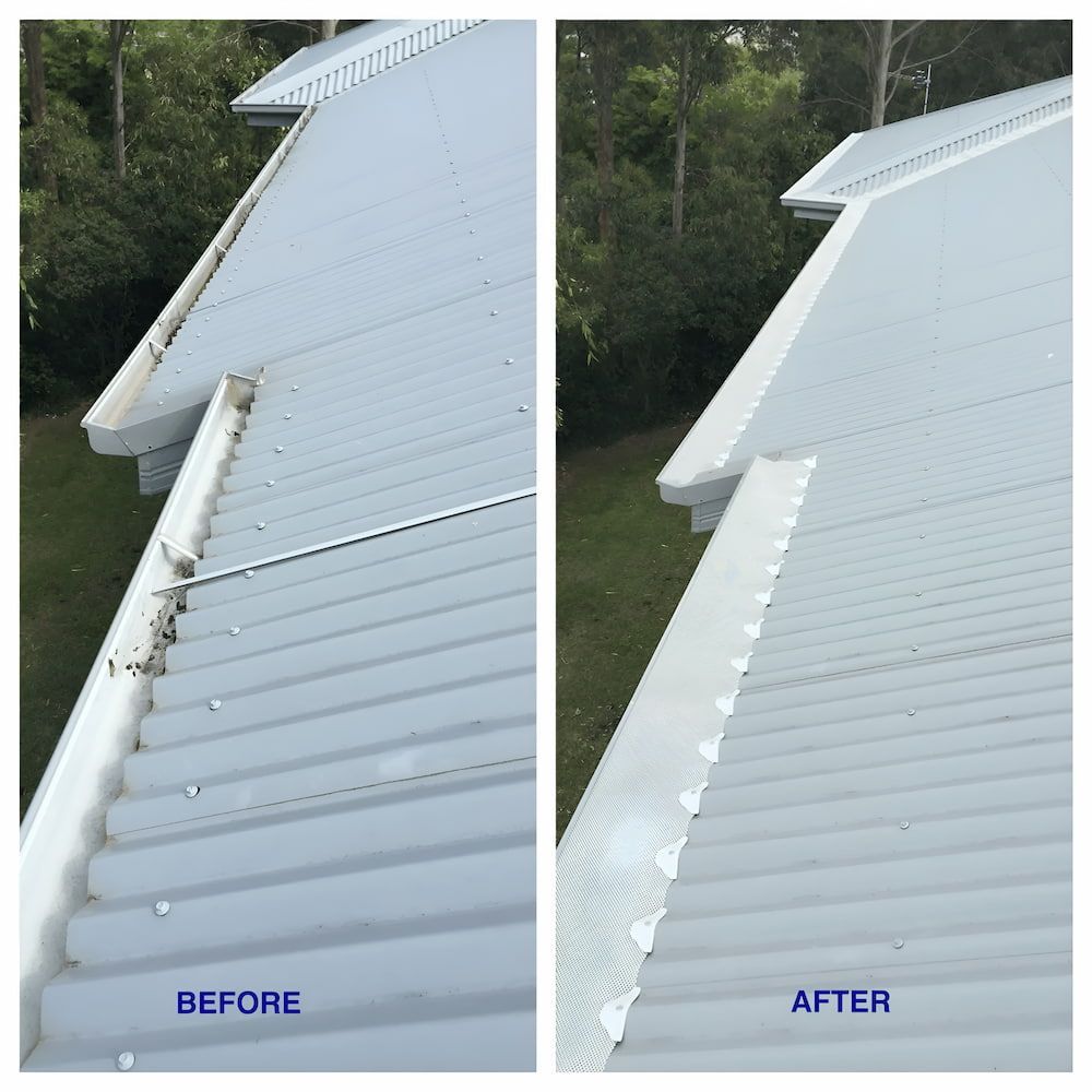 A Before And After Picture Of A White Roof — The Gutter Guy NSW in Tarrawanna, NSW