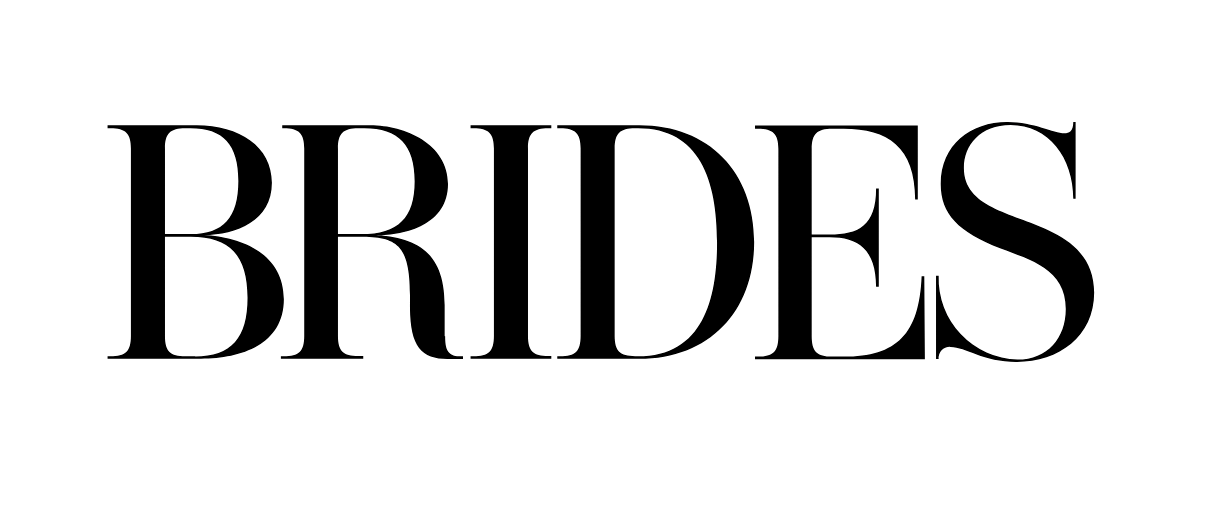 A black and white logo for brides magazine on a white background.