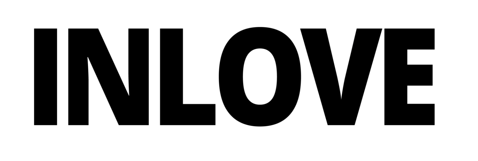 The word in love is written in black on a white background.