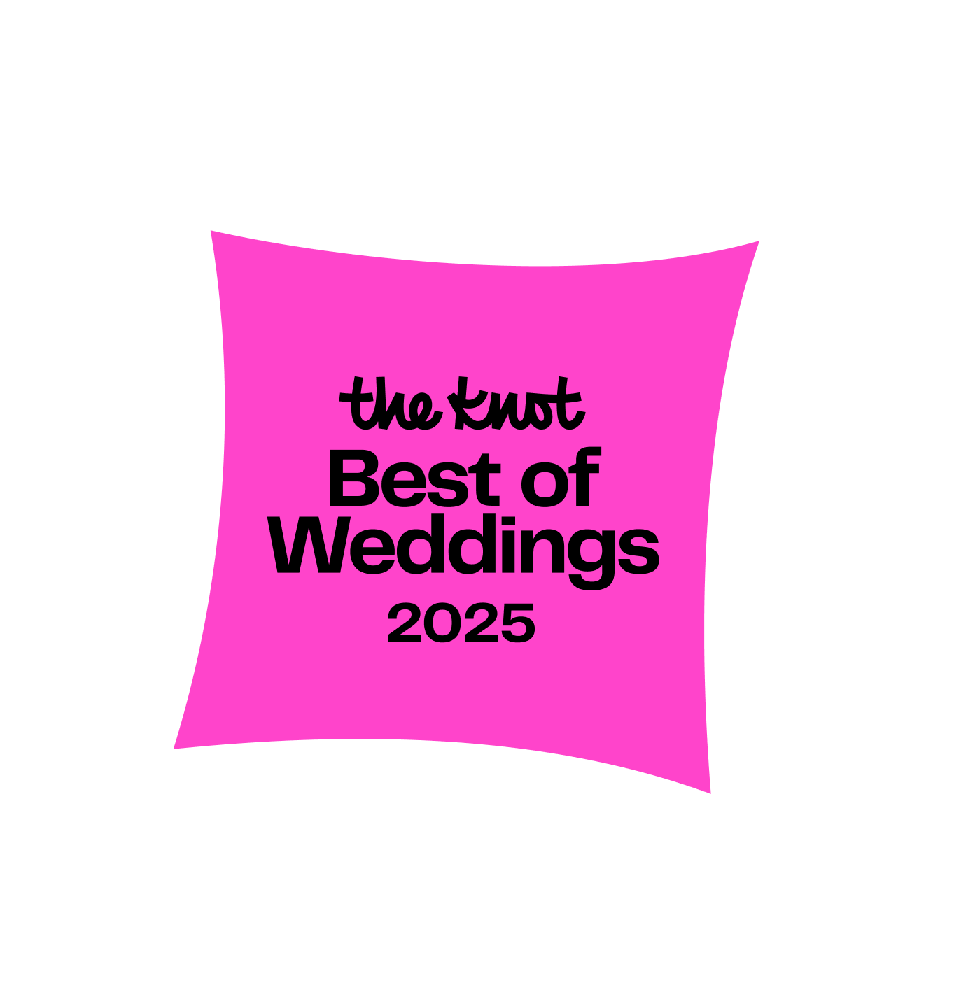 Pink “The Knot Best of Weddings 2025” logo on a white background