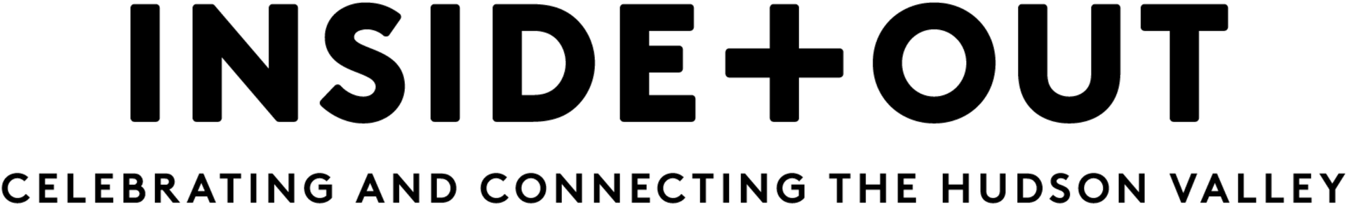 A logo for inside + out celebrating and connecting the hudson valley