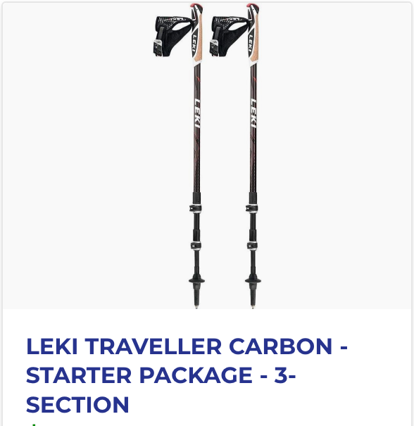 A pair of leki traveller carbon walking poles