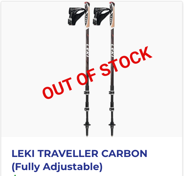 A pair of leki traveller carbon walking poles