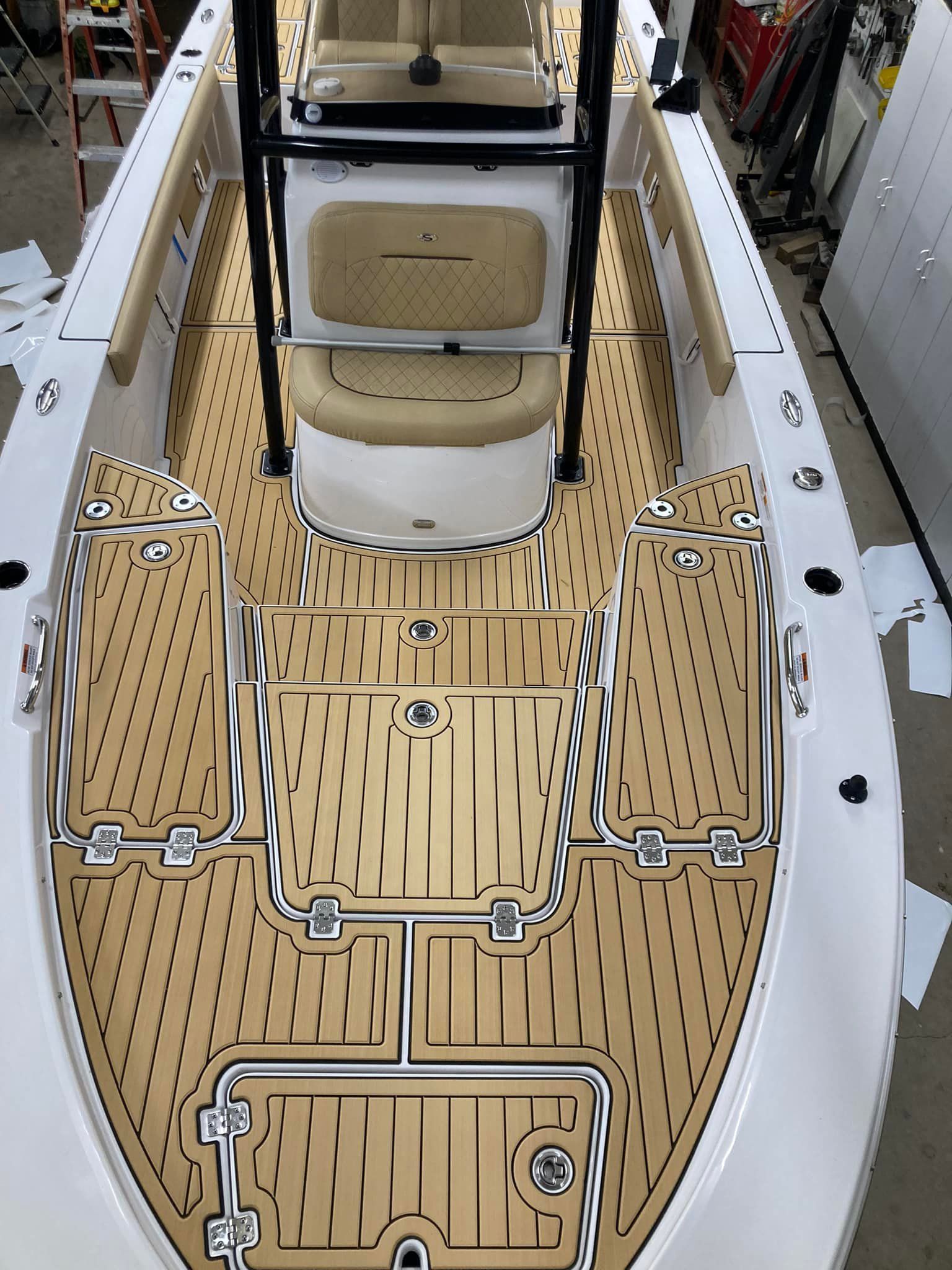 Camel over Black Boat Flooring by SeaDek by Phantom, Your Local Certified SeaDek Fabricator