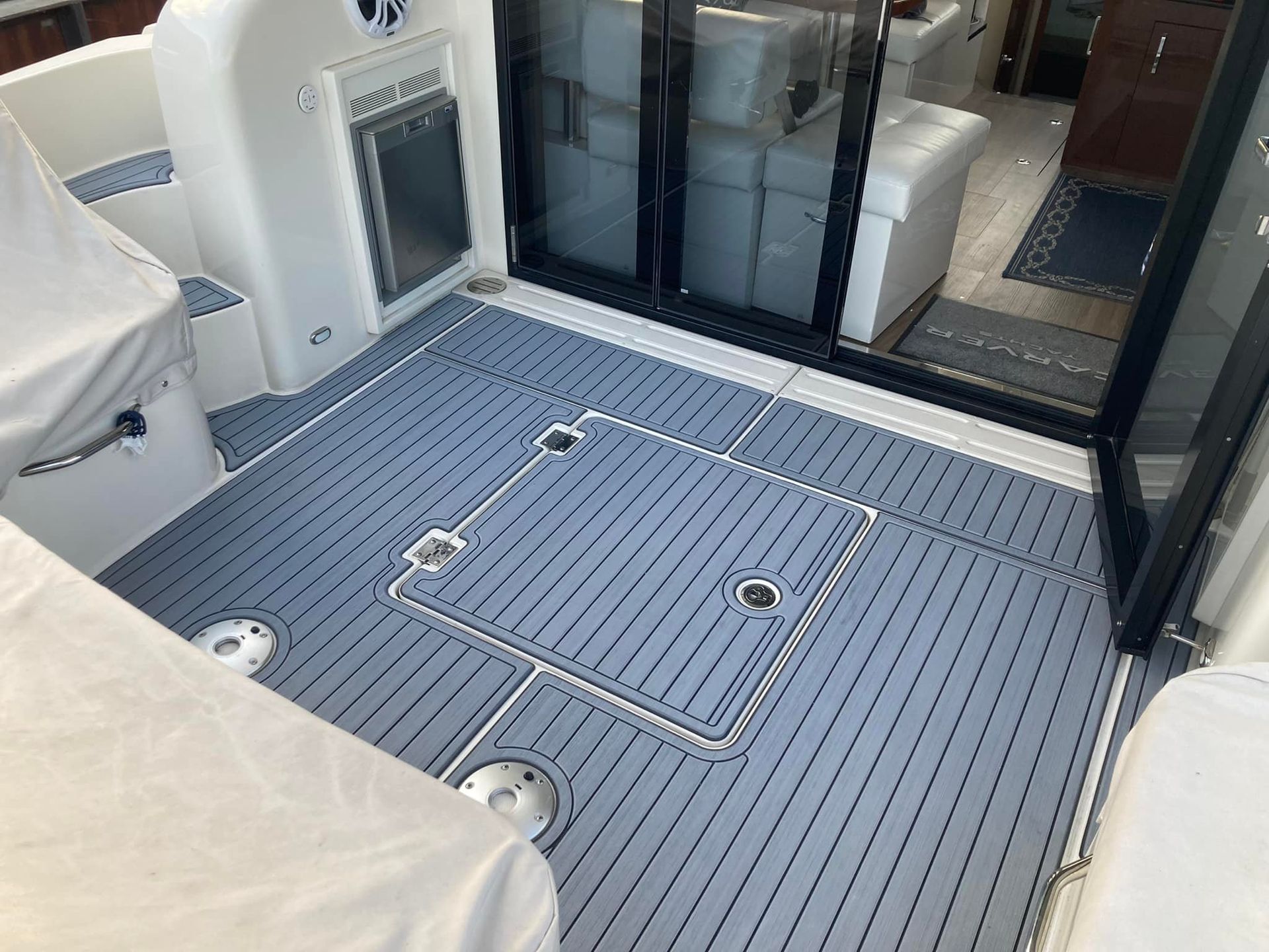 Storm gray over Black Custom SeaDek installed by SeaDek by Phantom