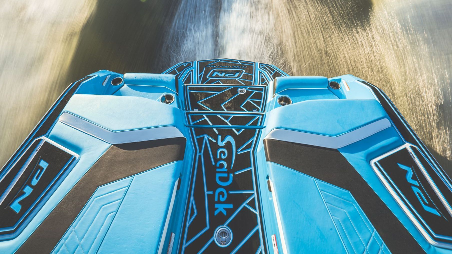 Black over Bahama Blue SeaDek Kit on a Nautique G23