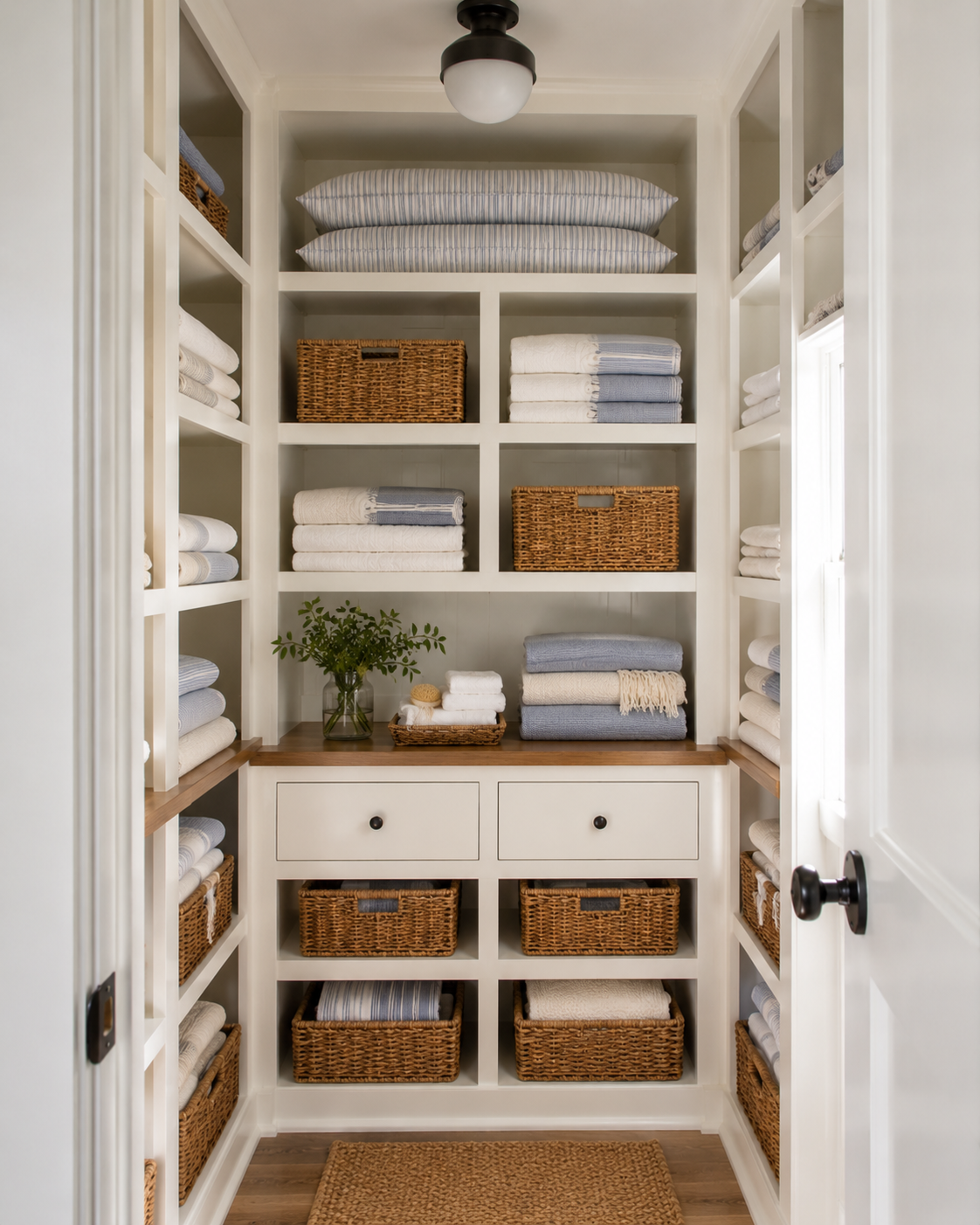 Dark gray desk with an open file drawer filled with hanging folders.