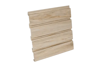 Wooden panel with horizontal grooved lines.