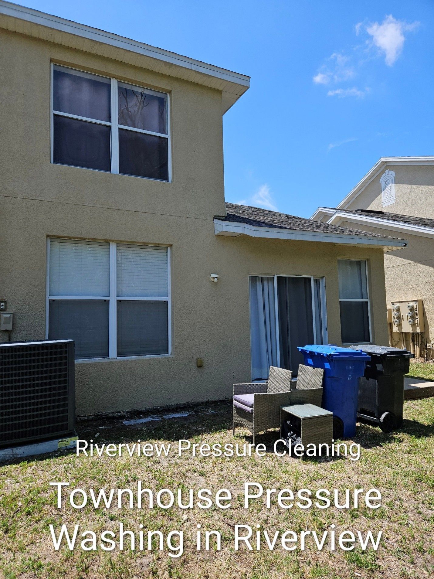 Clean townhouse exterior in Riverview after professional pressure washing service