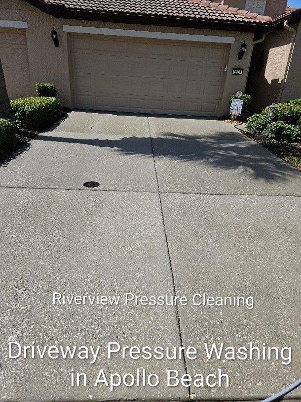 Clean driveway, sidewalks, and walkway after professional driveway pressure washing in Apollo Beach FL