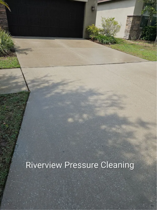 Clean driveway and sidewalks after professional driveway pressure washing in Riverview FL
