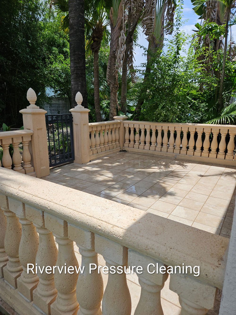 Clean back patio after professional pressure washing at a rental property in Brandon FL.