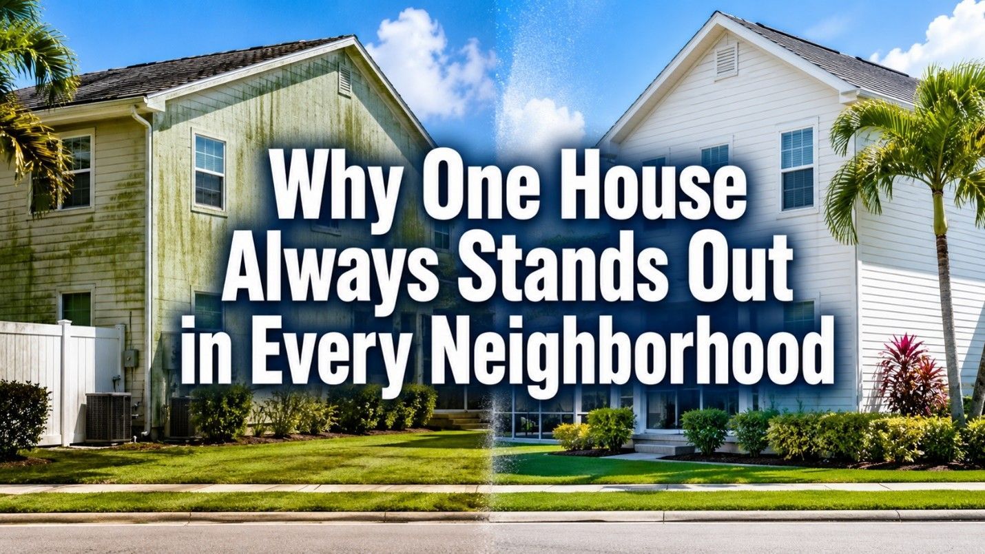 Suburban street with two houses and bold text: “Why One House Always Stands Out in Every Neighborhood.”