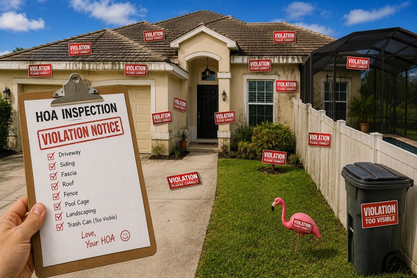HOA notice for exterior staining and property maintenance issues