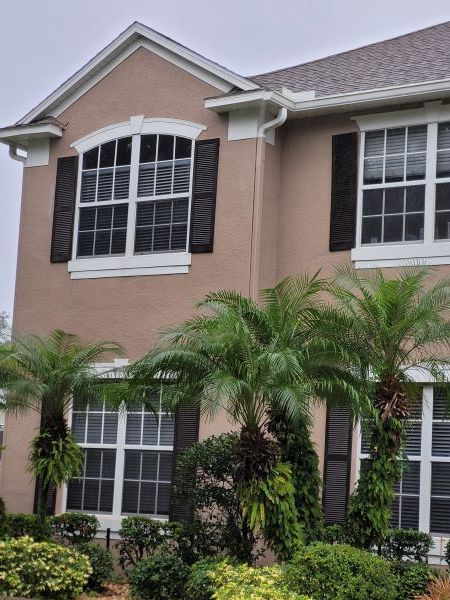 Pressure wash house in Valrico FL to remove green algae