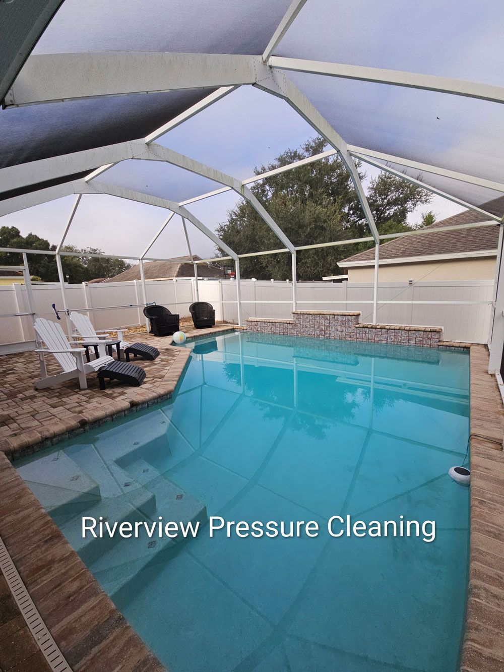 Pool cage with algae and mildew buildup in Valrico FL