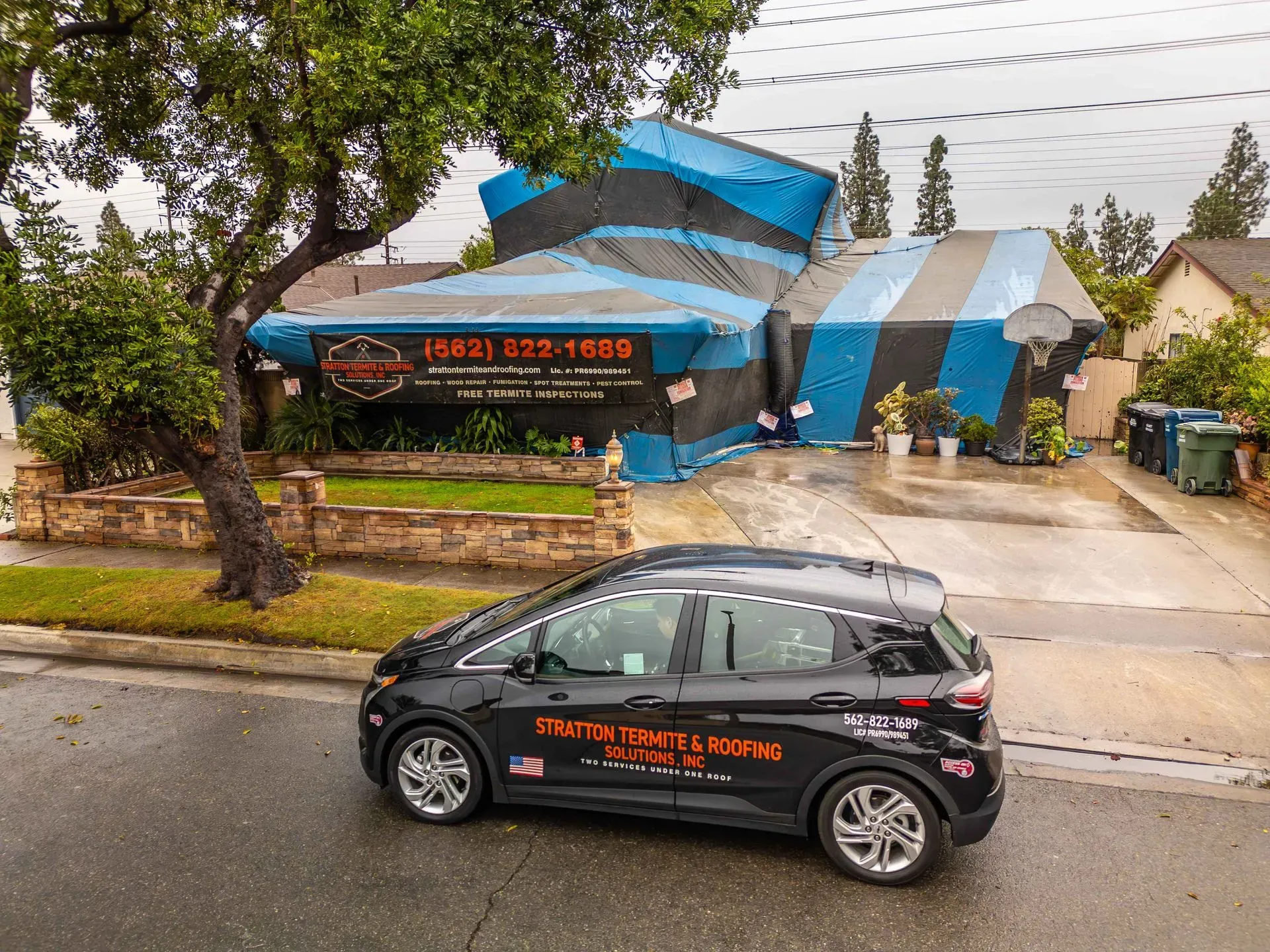 Stratton at a residential home termite inspection site.