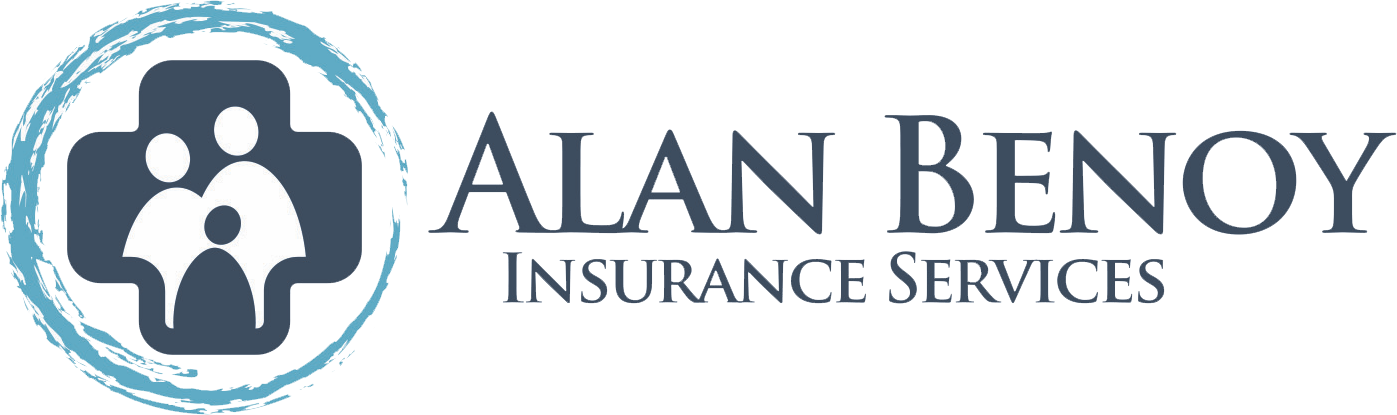 Alan Benoy Insurance Services logo with navy icon and text on white background