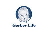 Gerber Life logo with baby face in blue circle and black text