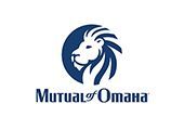 Mutual of Omaha logo with a white lion head icon above blue text