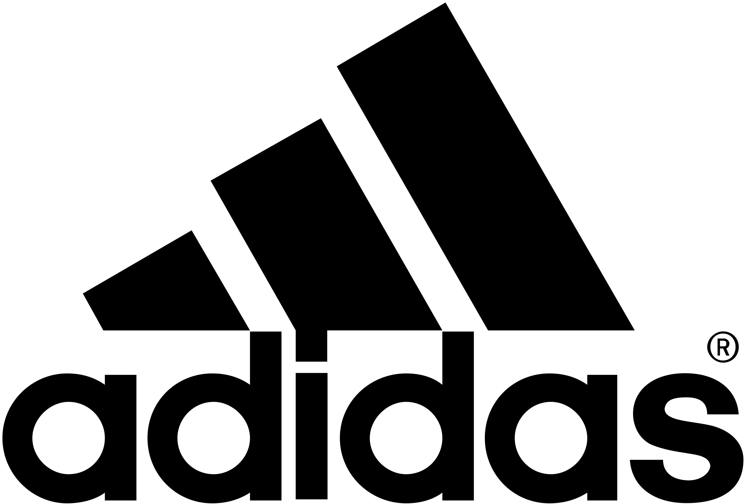 A black and white adidas logo on a white background