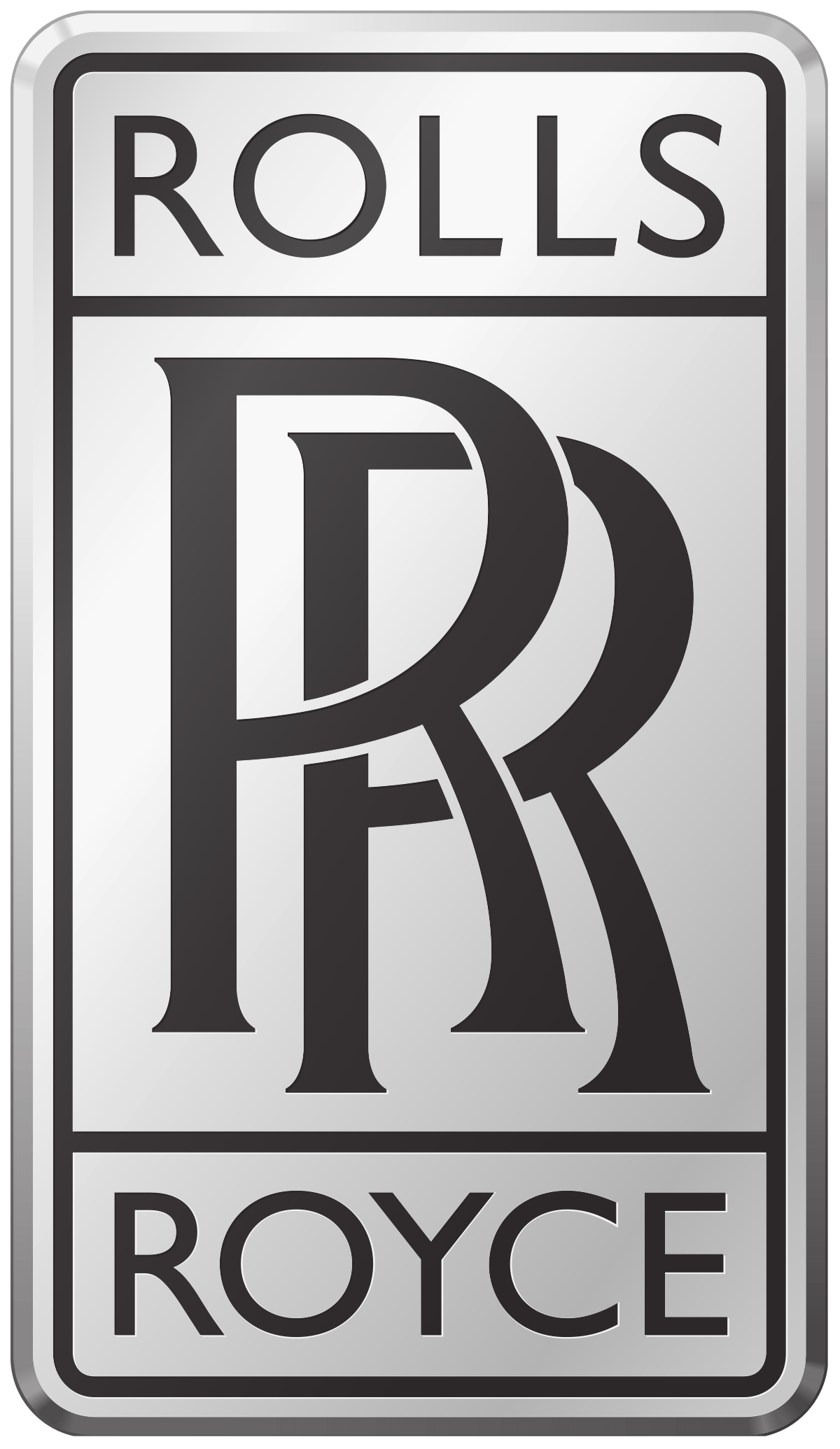 The rolls royce logo is black and white and is on a white background.