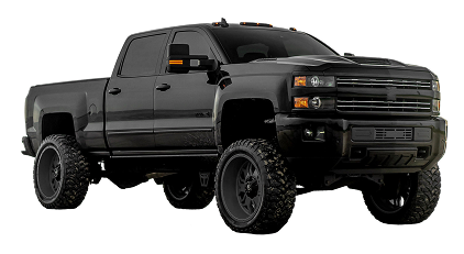 Black lifted pickup truck isolated on a white background | South Texas Diesel And Automotive