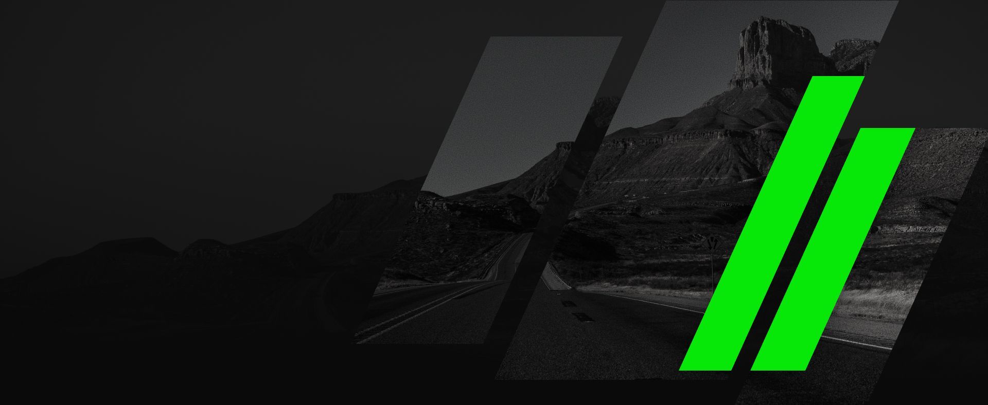 Abstract dark landscape with two bright green diagonal stripes on the right | South Texas Diesel And Automotive